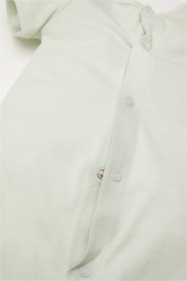 Desenli Penye 2'li Kısa Kollu Tulum Kız Bebek Yenidoğan