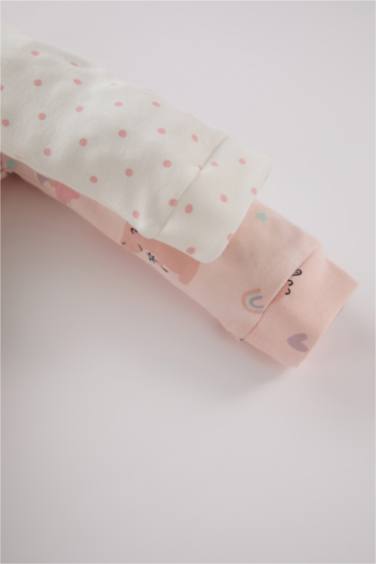 Kız Bebek Yenidoğan Dinozor Baskılı 2'li Uzun Kollu Tulum