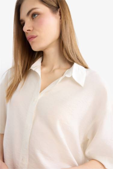 Oversize Fit Shirt Collar Short Sleeve Shirt