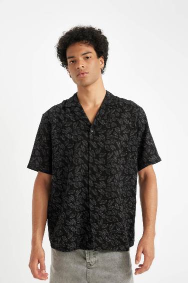 Regular Fit Poplin Short Sleeve Floral Shirt