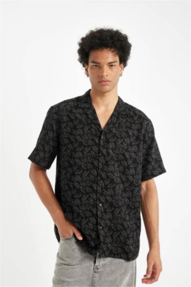 Regular Fit Poplin Short Sleeve Floral Shirt