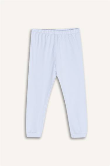 طقم بيجاما بيبي بناتي أزرق قصة عادية بطبعة يونيكورن - قطعتين