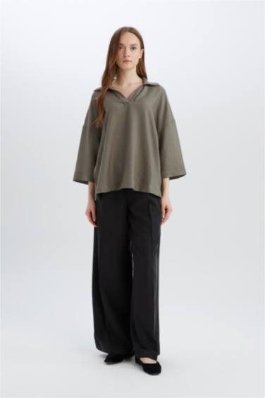 қалыпты пішім с мойын Ұзын Жеңді Блуза