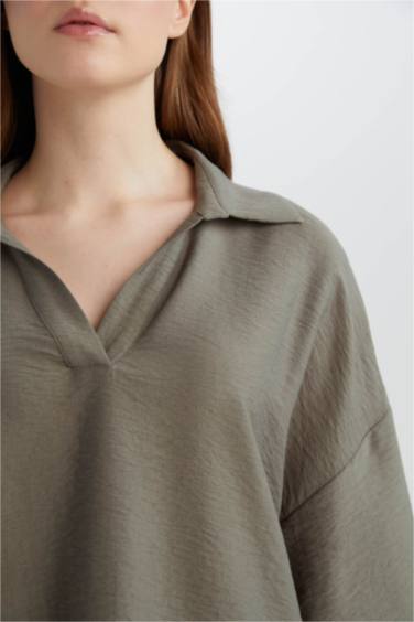 қалыпты пішім с мойын Ұзын Жеңді Блуза