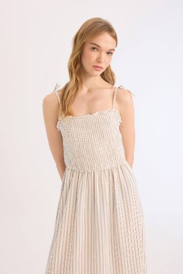 Coool жолақ бау бау Қысқа жеңді трикотаж көйлек