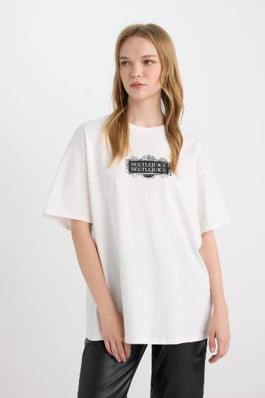 T-Shirt Oversize À Manches Courtes imprimé à Col Rond