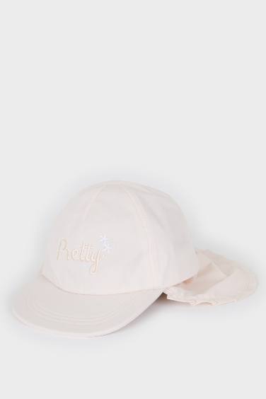 Baby Girl Embroidered Neck Protected Cotton Cap