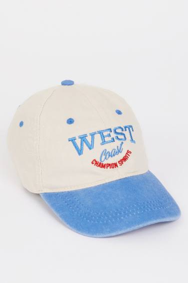 Boy Embroidered Cotton Denim Cap
