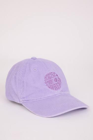 Girl Embroidered Cotton Denim Cap