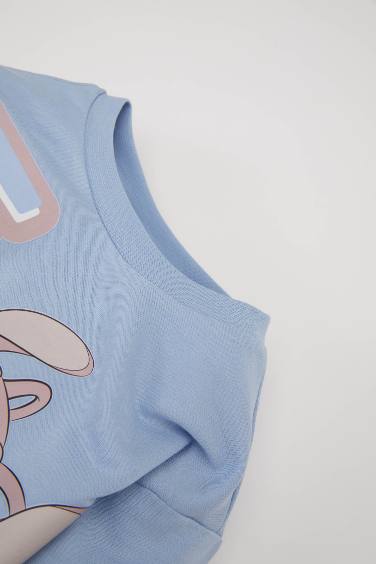 فستان قماش رقيق ردن طويل بياخة مستديرة ليلو وستيتش مرخص من