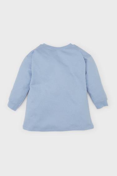 فستان قماش رقيق ردن طويل بياخة مستديرة ليلو وستيتش مرخص من