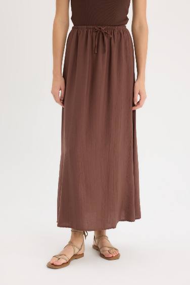 A Cut Normal Waist Maxi Skirt