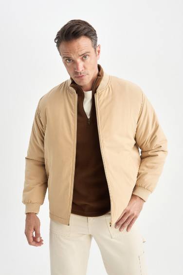 Su İtici Regular Fit Kolej Yaka Fermuarlı Çift Cepli Mevsimlik Baharlık Bomber Ceket Mont