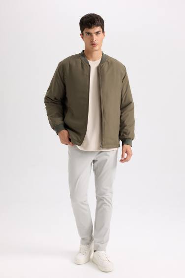 Su İtici Regular Fit Kolej Yaka Fermuarlı Çift Cepli Mevsimlik Baharlık Bomber Ceket Mont