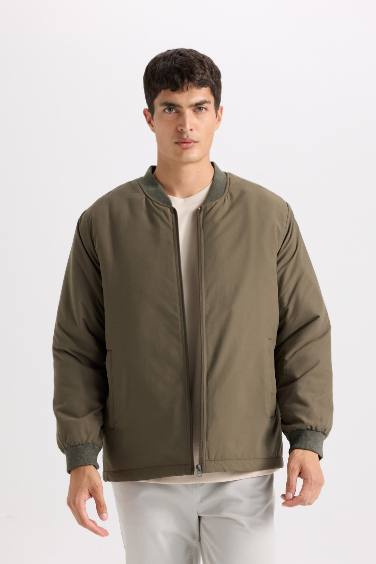 Su İtici Regular Fit Kolej Yaka Fermuarlı Çift Cepli Mevsimlik Baharlık Bomber Ceket Mont
