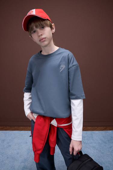 Boy Oversize Fit Crew Neck Printed T-Shirt