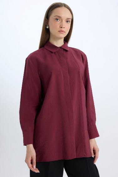 Relax Fit Modal Basic Long Sleeve Shirt Tunic