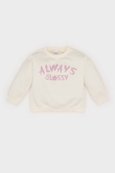 Baby Girl Crew Neck Printed Sweatshirt