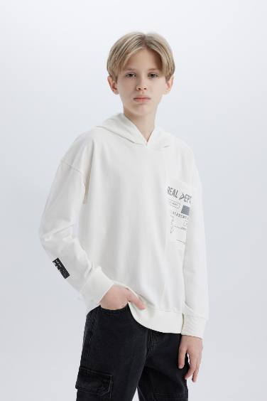 سويت شيرت ولادي اوفر سايز بغطاء للرأس