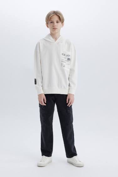 سويت شيرت ولادي اوفر سايز بغطاء للرأس