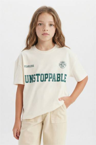 Қыздарға дөңгелек жаға слоган қысқа жеңді Қысқа жеңді футболка