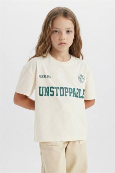 Қыздарға дөңгелек жаға слоган қысқа жеңді Қысқа жеңді футболка