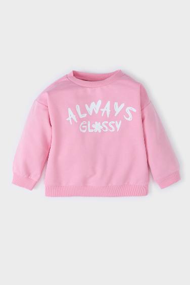 Girl Crew Neck Printed Sweatshirt