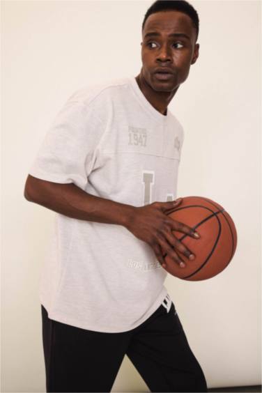 DeFactoFit NBA Los Angeles Lakers Oversize Пике Футболка с круглым вырезом и спортивным дизайном, короткий рукав