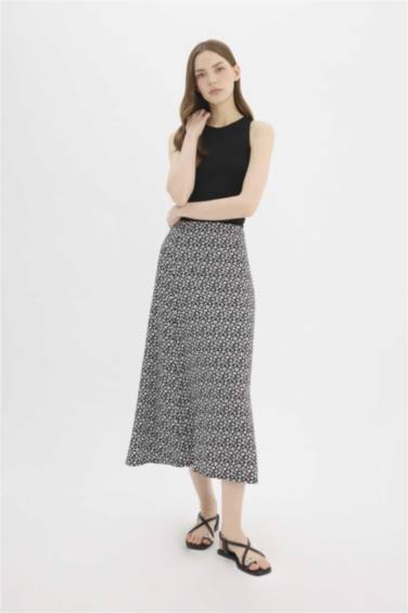 Юбка-макси А-силуэта с цветочным принтом из мароккена с обычной посадкой