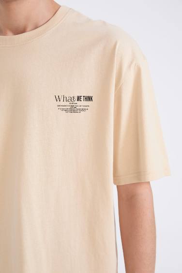 T-shirt oversize en coton imprimé à col rond et manches courtes