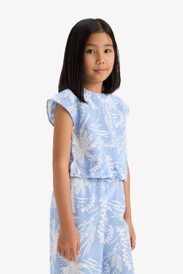 Blouse imprimée à manches courtes pour fille