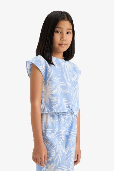 Blouse imprimée à manches courtes pour fille