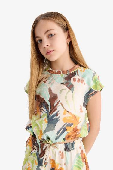 Girl Crop Short Sleeve Blouse