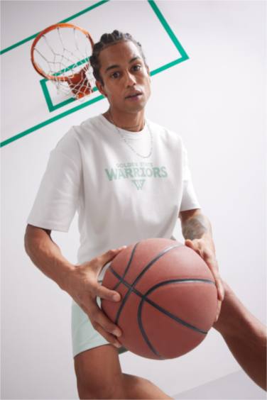 DeFactoFit NBA Golden State Warriors Oversize Fit Crew Neck T-Shirt