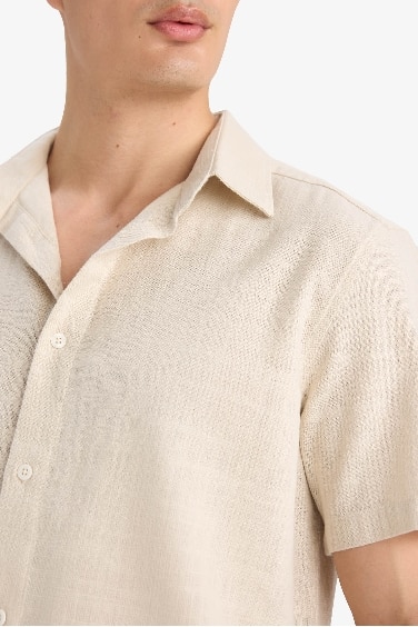 Regular Fit Polo Neck Summer Cotton Shirt