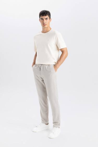 Yazlık Jogger Pantolon Slim Fit Dar Kesim Beli Bağcıklı Cepli Düz Paça