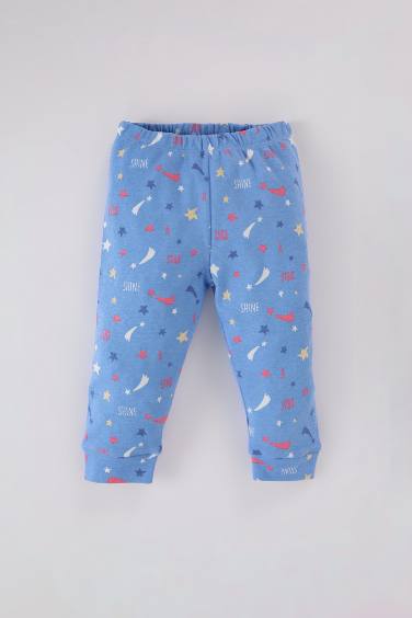 طقم بيجاما بيبي بناتي قصة عادية بطبعة نجم - قطعتين