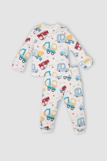 Baby Boy Vehicle Printed Top Bottom 2 Piece Pajama Set