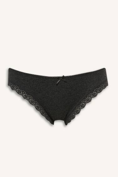 Fall in Love Lace Detailed Ribbed 3 Piece Brazilian Panties