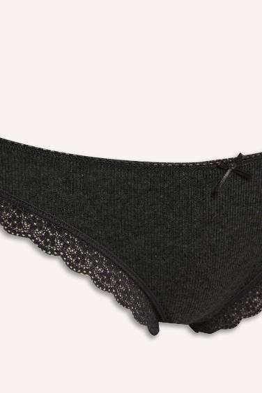 Fall in Love Lace Detailed Ribbed 3 Piece Brazilian Panties
