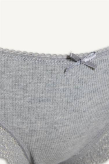 Комплект из 3 трусов в рубчик с кружевными деталями