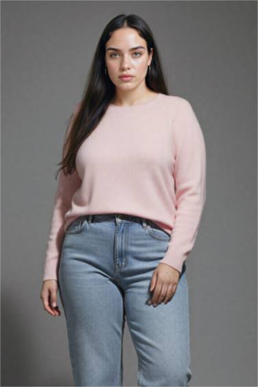 بلوفر تريكو بيزك ملمس ناعم قصة عادية برقبة مستديرة