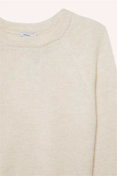 Regular Fit Bisiklet Yaka Basic Düz Soft Touch Yumuşak Triko Kazak