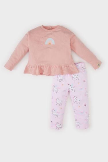 Baby Girl Sweatshirt Unicorn Printed Bottom 2 Piece Set