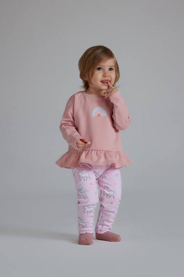 Baby Girl Sweatshirt Unicorn Printed Bottom 2 Piece Set