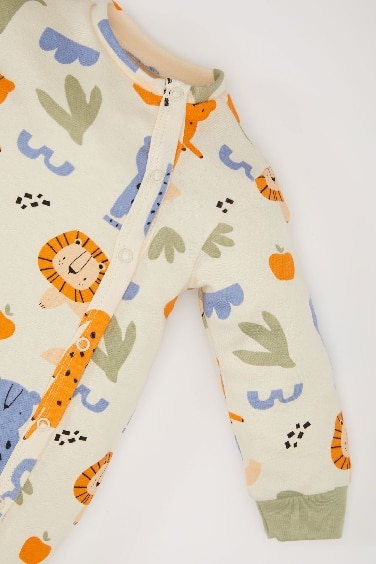 Baby Boy Newborn Safari Printed Snap Jumpsuit