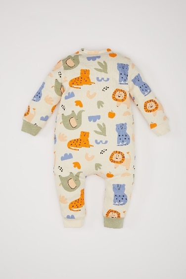 Baby Boy Newborn Safari Printed Snap Jumpsuit