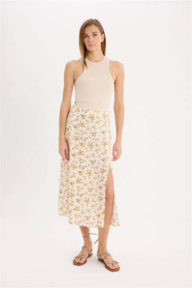 гүлді a сызығы орташа ұзындық Тоқылған юбка