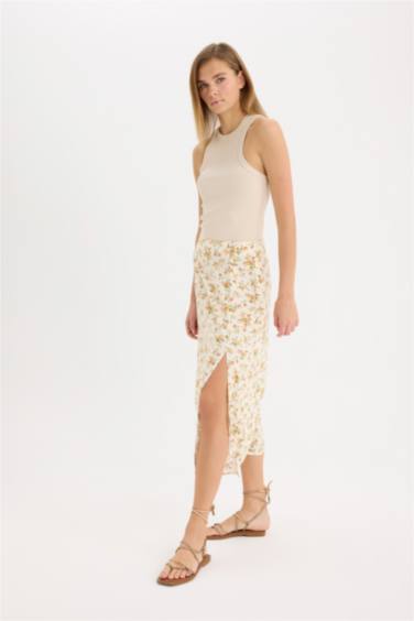 гүлді a сызығы орташа ұзындық Тоқылған юбка