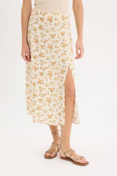 гүлді a сызығы орташа ұзындық Тоқылған юбка